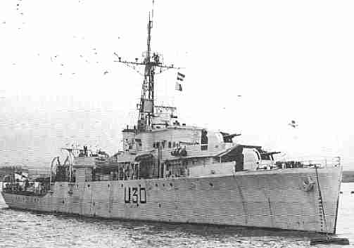 HMS Mermaid, a modified Black Swan Class sloop, with several U-boat kills to her credit during WW2. After the war she spent many years in the Mediterranean, including service with the Haifa Patrol off Palestine. She was later sold to the new West German Navy and renamed Scharnhorst.