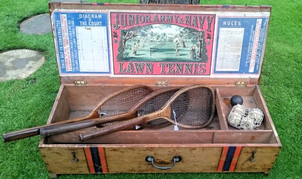 Equipment box (c. 1875-1885), currently on display at the Texas Tennis Museum and Hall of Fame