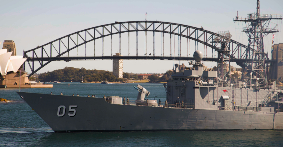 HMAS Parramatta depart Garden Island Sydney
