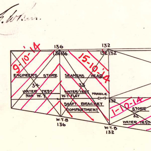 HMA TBDs - Scheme of water and Oil Testing and Bulkhead numbering - HMAS Derwent