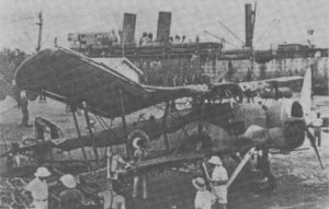 Vichy French inspect a shot-down Swordfish. Aircraft from the Ark Royal did not have much success. In one attack, three Swordfish were lost 
