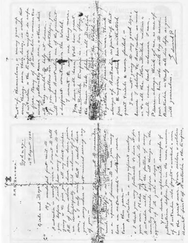 Letter written by Edward Prince of Wales (later EdwardIII) to Australian children dated 16 August 1920