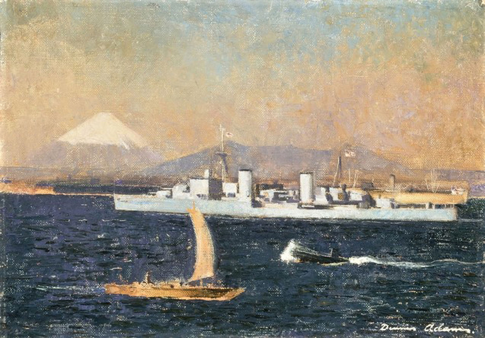 A brisk day off Yokohama, HMAS Hobart by Dennis Adams