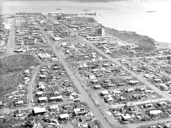 Aerial view of Darwin after Cyclone Tracy in 1974 - RAN