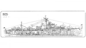 HMAS Tobruk, General Arrangement, Profile (As Fitted) 1950