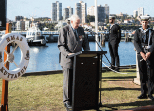 Christopher Skinner delivers keynote adress at HMAS Kuttabul 75th Commemoration Ceremony 1 June 2017