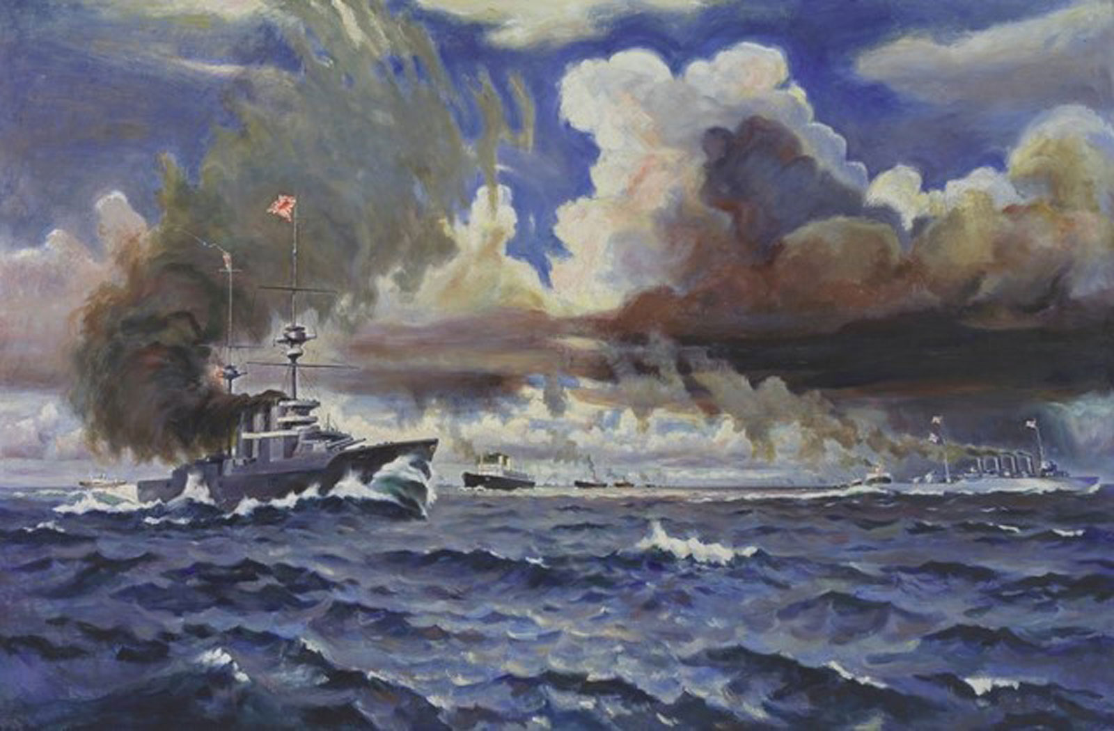 HIJMS Ibuki with HMAS Melbourne escorting the first ANZAC convoy by Arai Roku