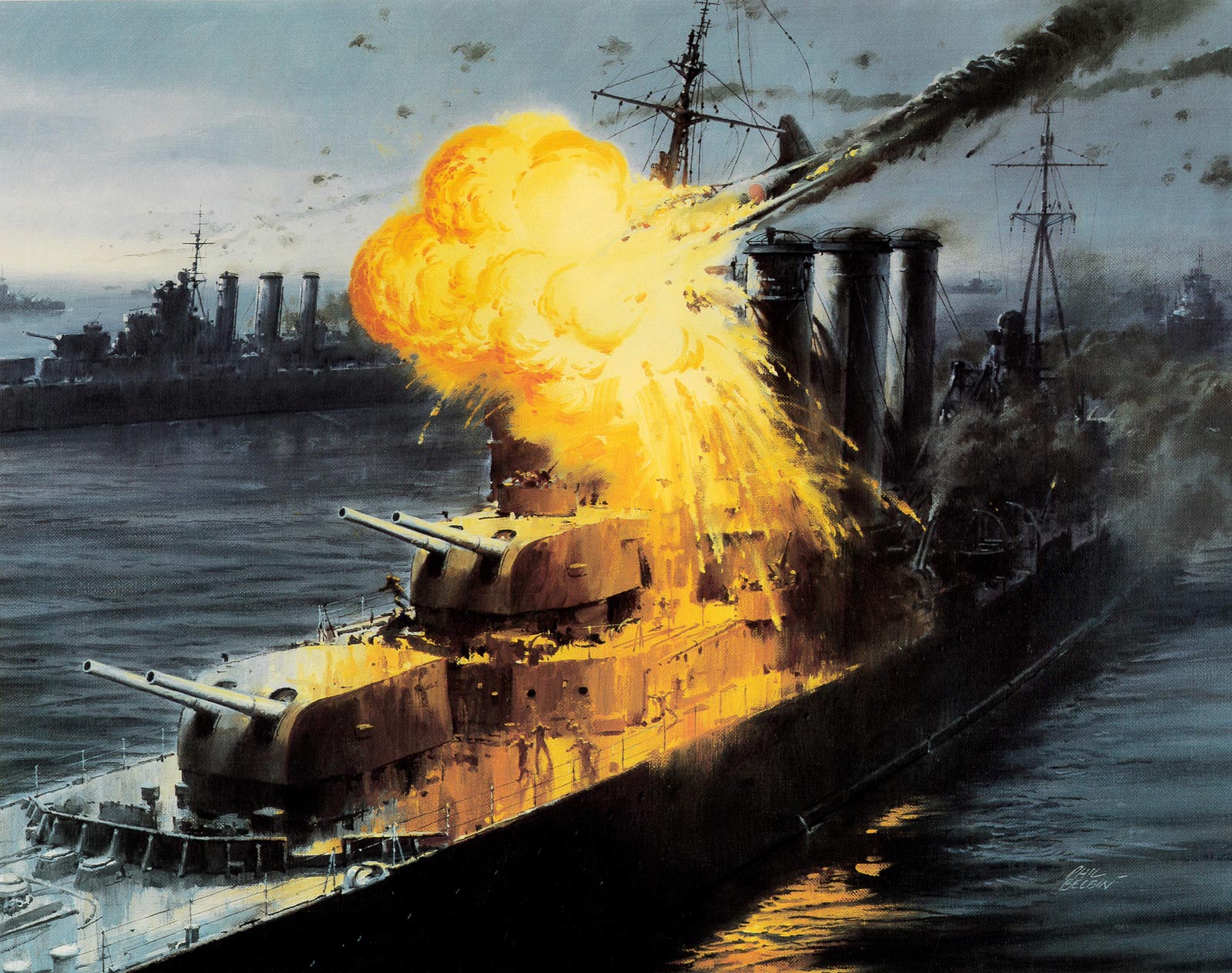 HMAS Australia (ll) under attack by Japanese aircraft byPhil Belbin