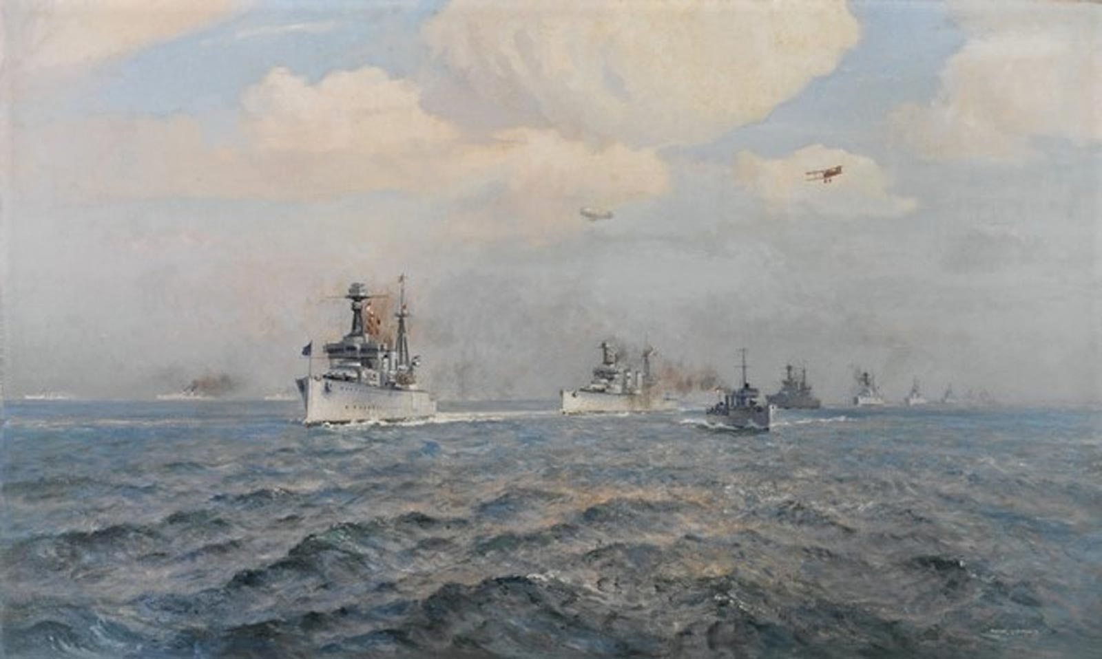 HMAS Australia (I) at the surrender of the German fleet in the Firth of Forth by Arthur Burgess