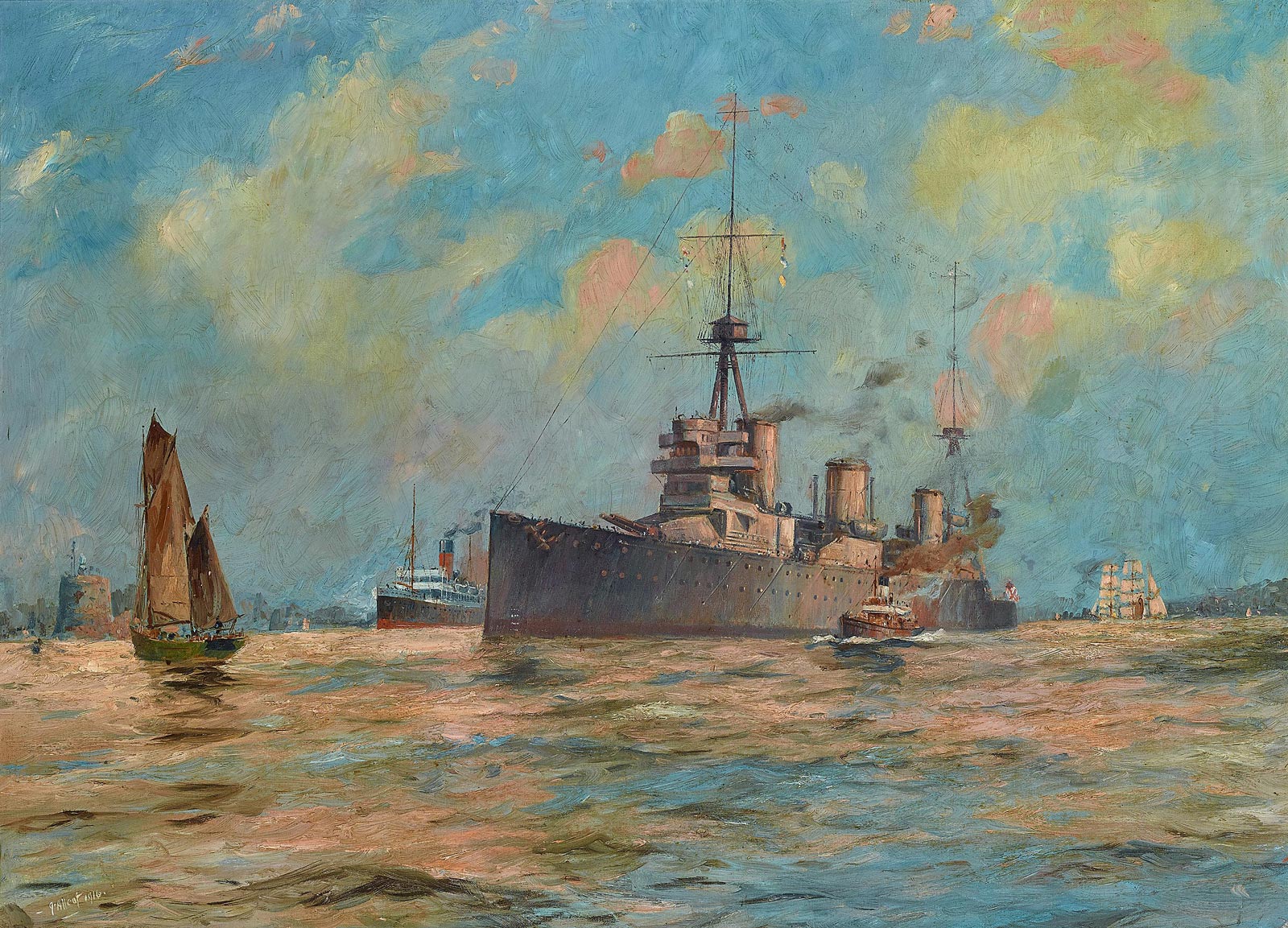 HMAS Australia (I) in Sydney, 1916 by John Allcot