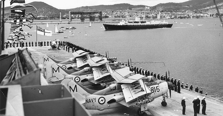 HMAS Melbourne during Royal Tour Hobart February 1963