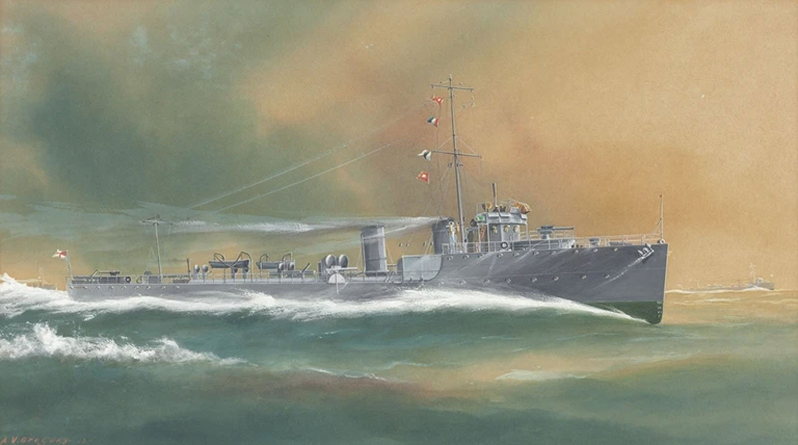 HMAS Parramatta Torpedo Boat Destroyer 1912 by Arthur Victor Gregory