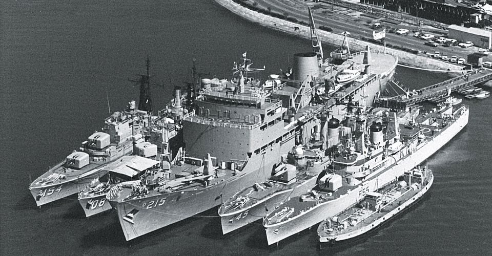 HMAS STALWART (2) Destroyer Tender and other Fleet units at Garden Island, Sydney.