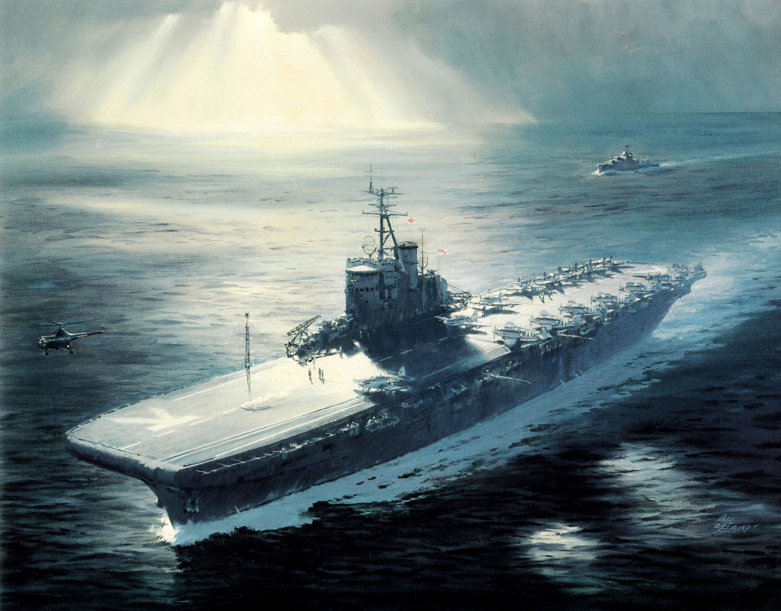 HMAS Ships Sydney and Tobruk off Korea in 1952 by Phil Belbin