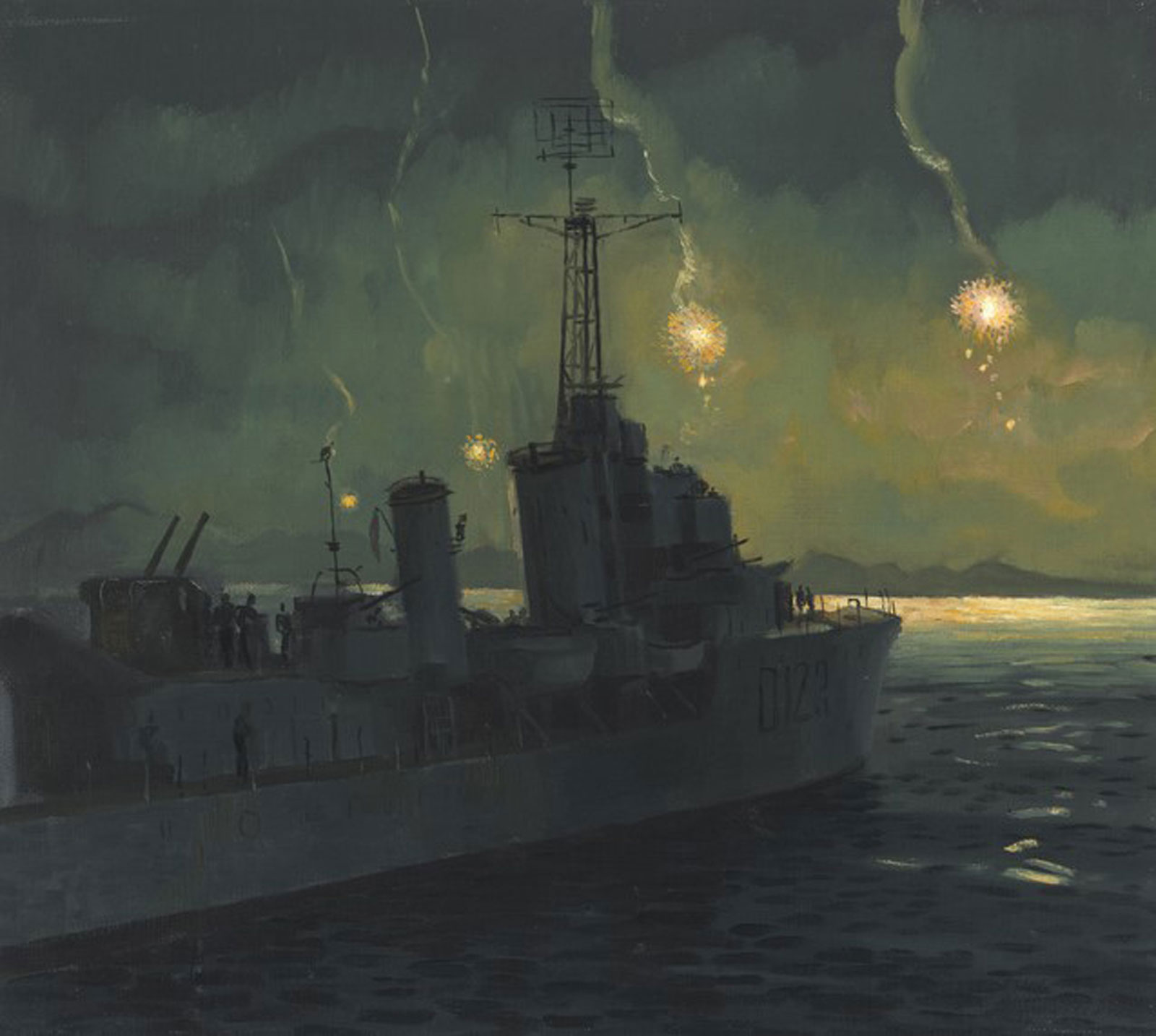 Night illumination, HMAS Warramunga by Frank Norton