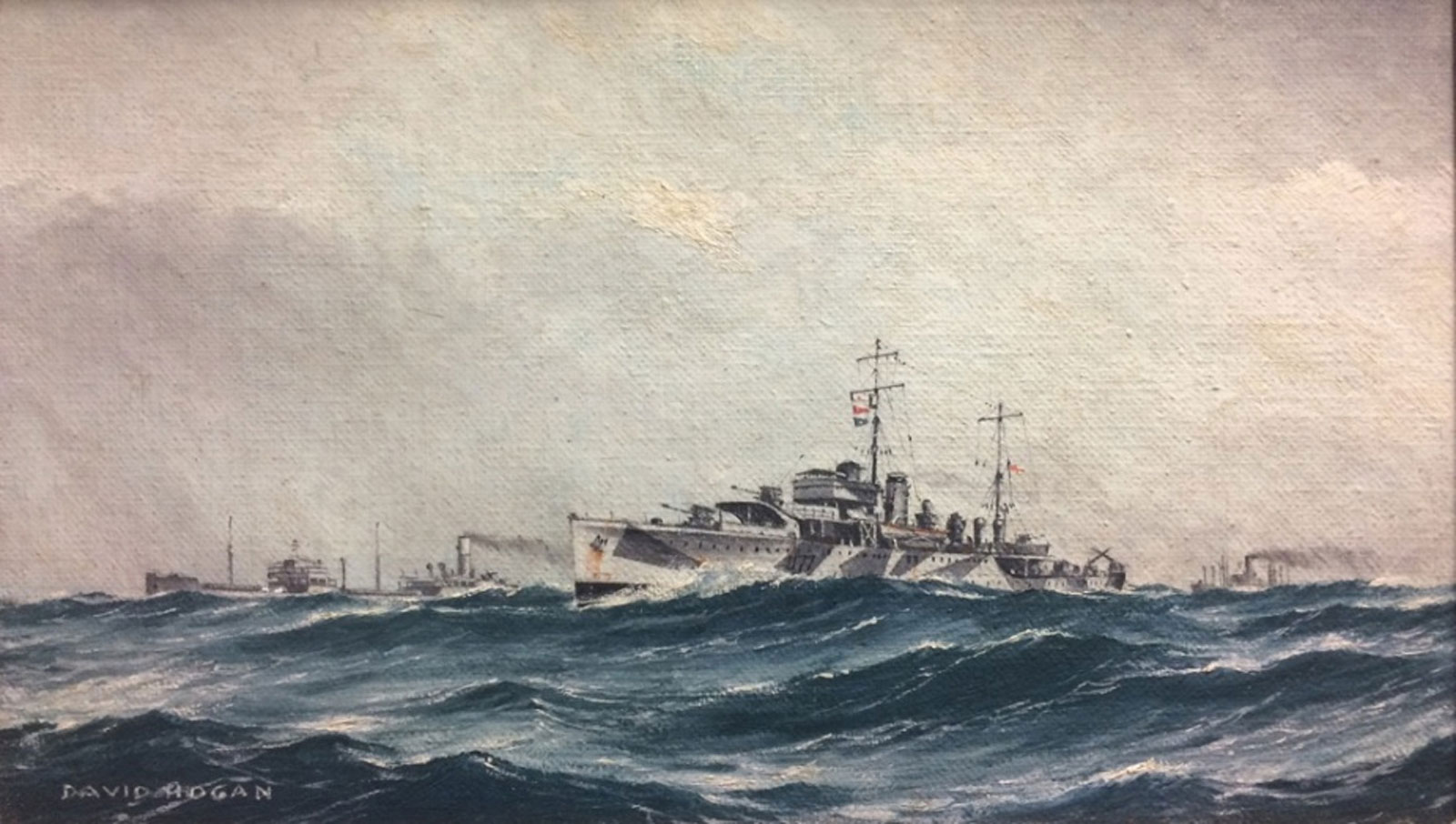 HMAS Yarra escorting a convoy in the Northern Arabian Sea 1941 by David Hogan