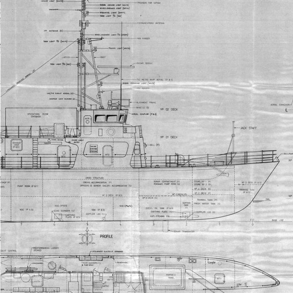 Mine Hunter Catamaran_General Arrangement_Profile_Upper Decks June 1983 ...