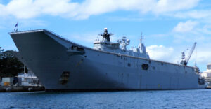 HMAS Adelaide at the Bungaree Wharf, North end of Garden Island adjacent the Northern Hill