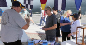 Peter Colthorpe chatting to a visitor