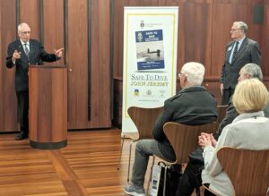 John Jeremy at the book launch of 'Safe to Dive' at the ANZAC Memorila, Sydney