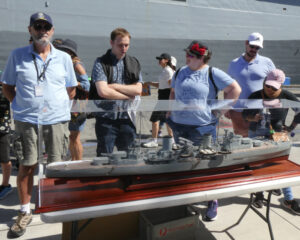 Scott Davidson with visitors during Fleet Base East Open Day