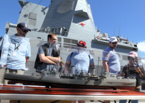 Scott Davidson with visitors during Fleet Base East Open Day