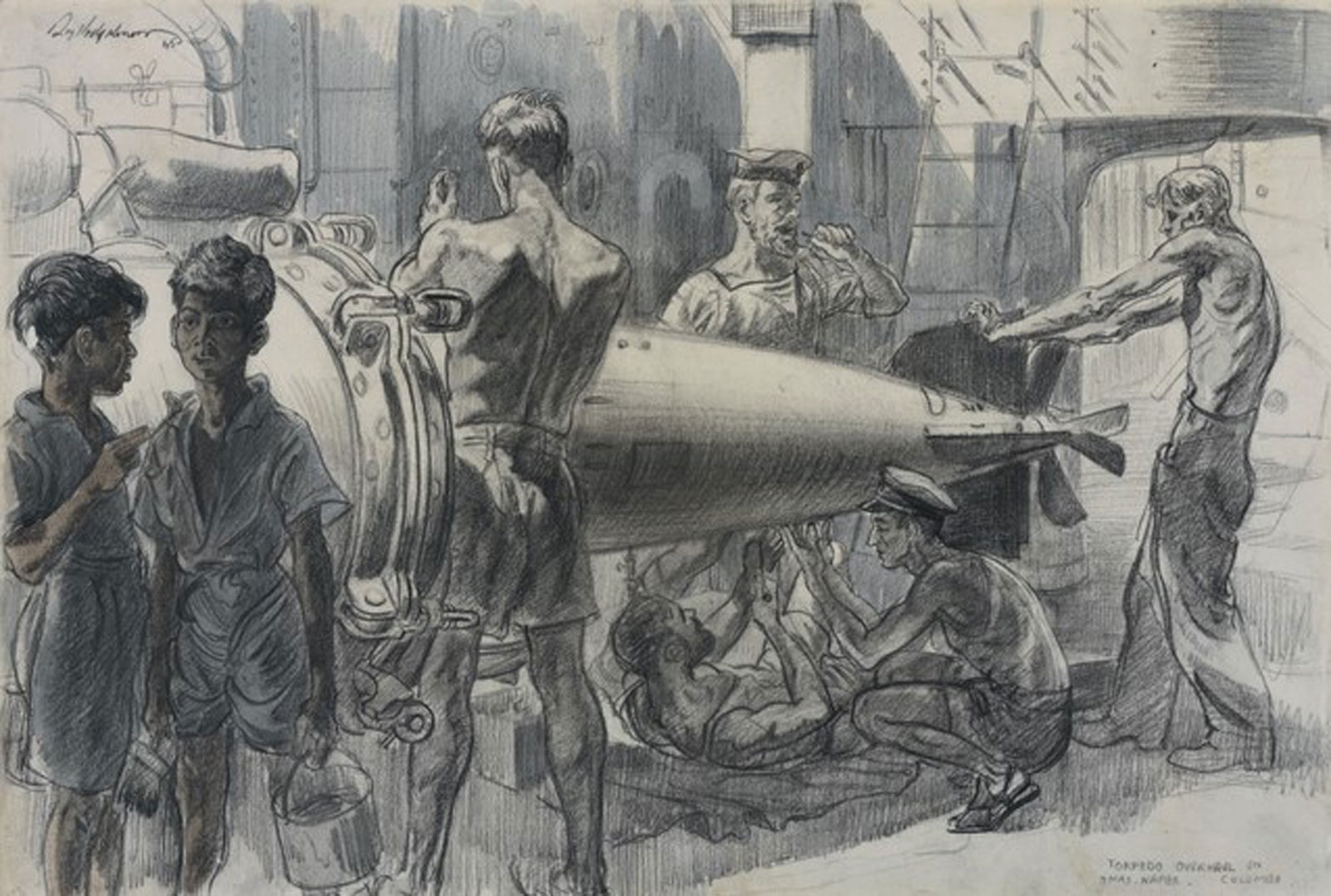 Torpedo overhaul on HMAS Napier by Roy Hodgkinson